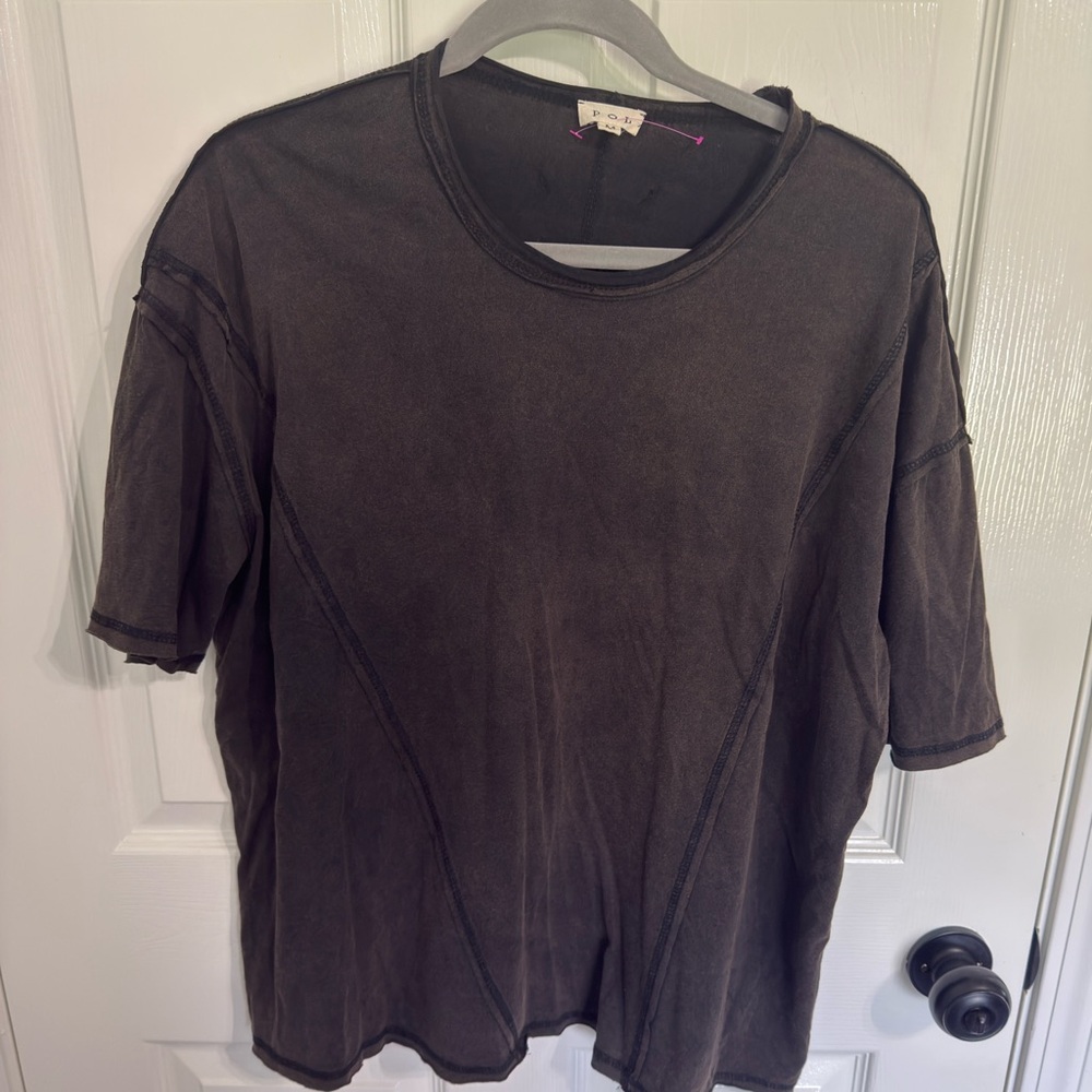 POL Washed Charcoal Relaxed Short-Sleeve Tee